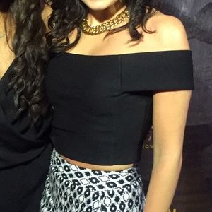 Black Off The Shoulder Crop Top